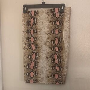 Stylish Snake Print Skirt - Pink and Brown